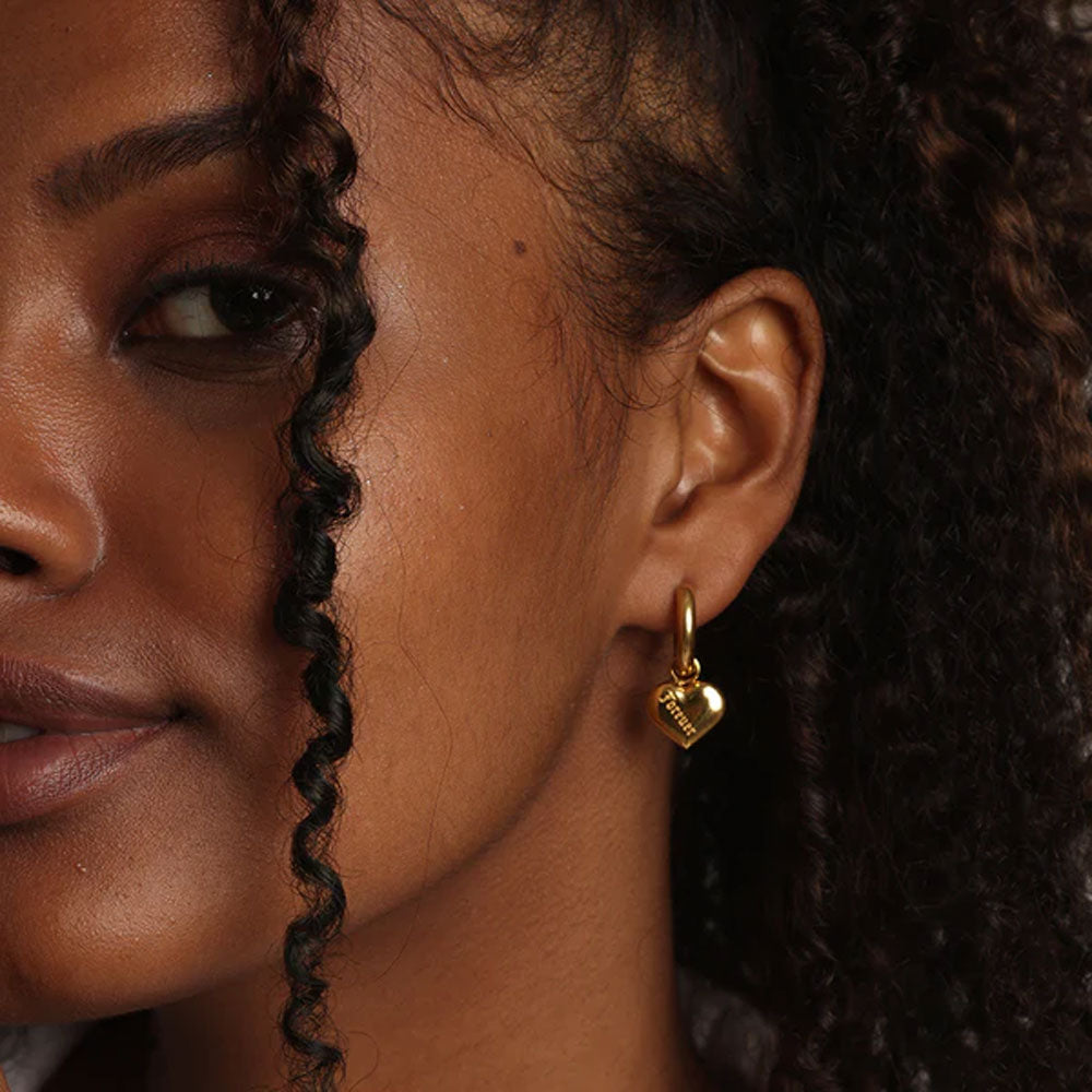 Medium Heart Hoop Drop Earrings