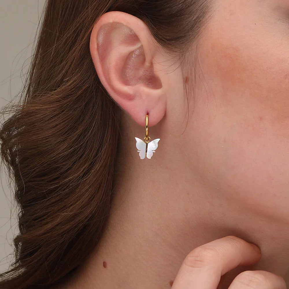 Annabelle Butterfly Drop Hoop Earrings