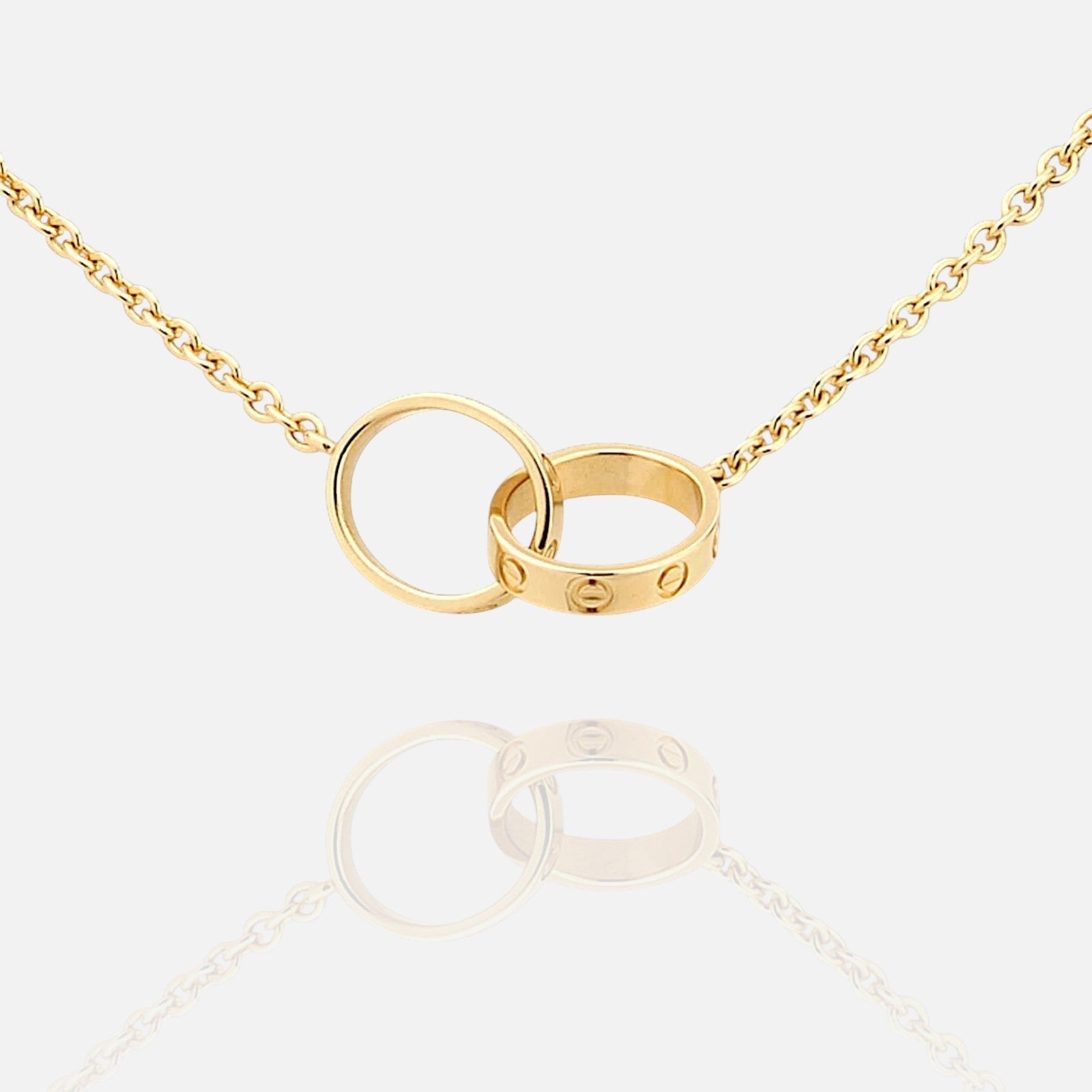 Classic Love Double Ring Necklace – Gold