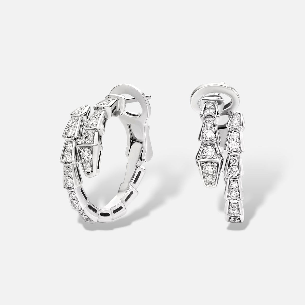 Snake Chain Zircon Earrings – Silver
