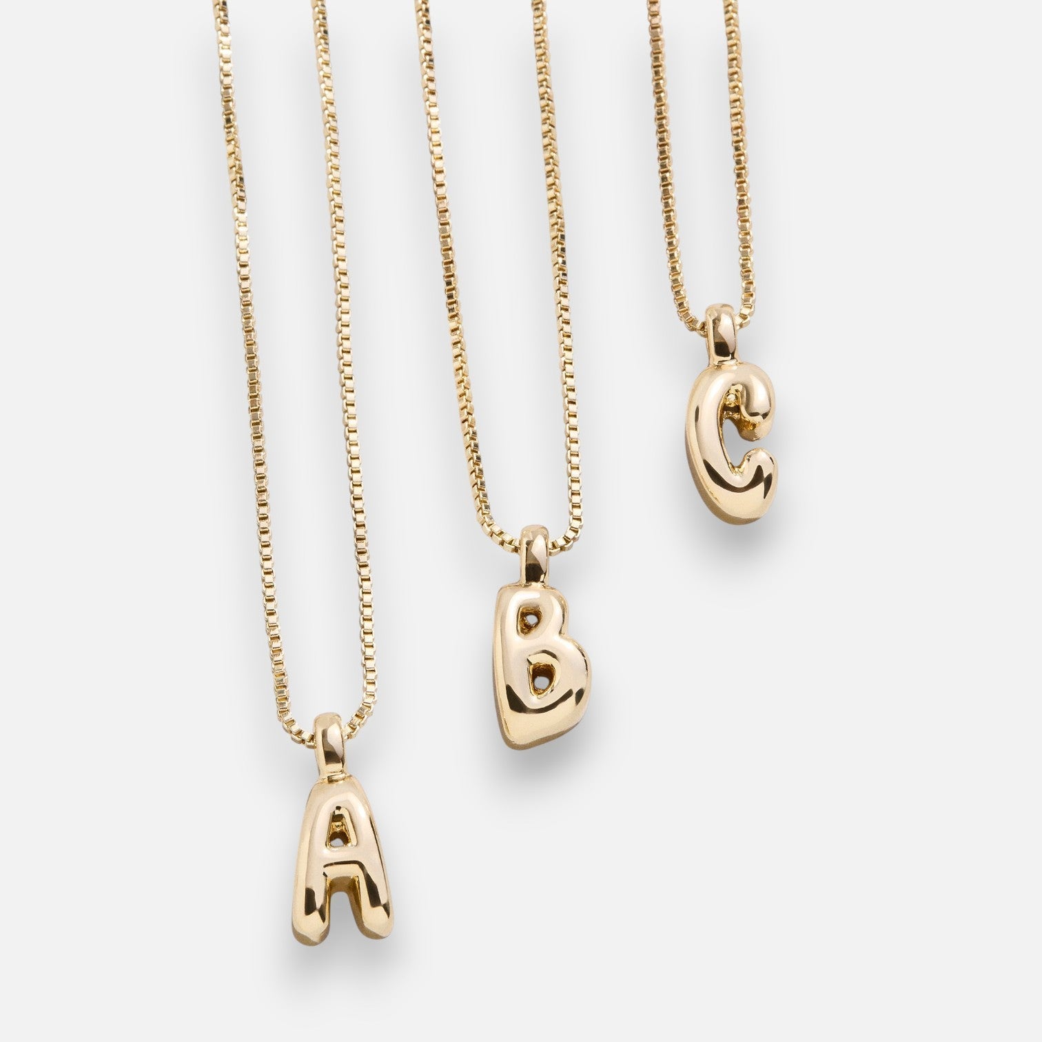 Mini Bubble Initial Necklace – gold