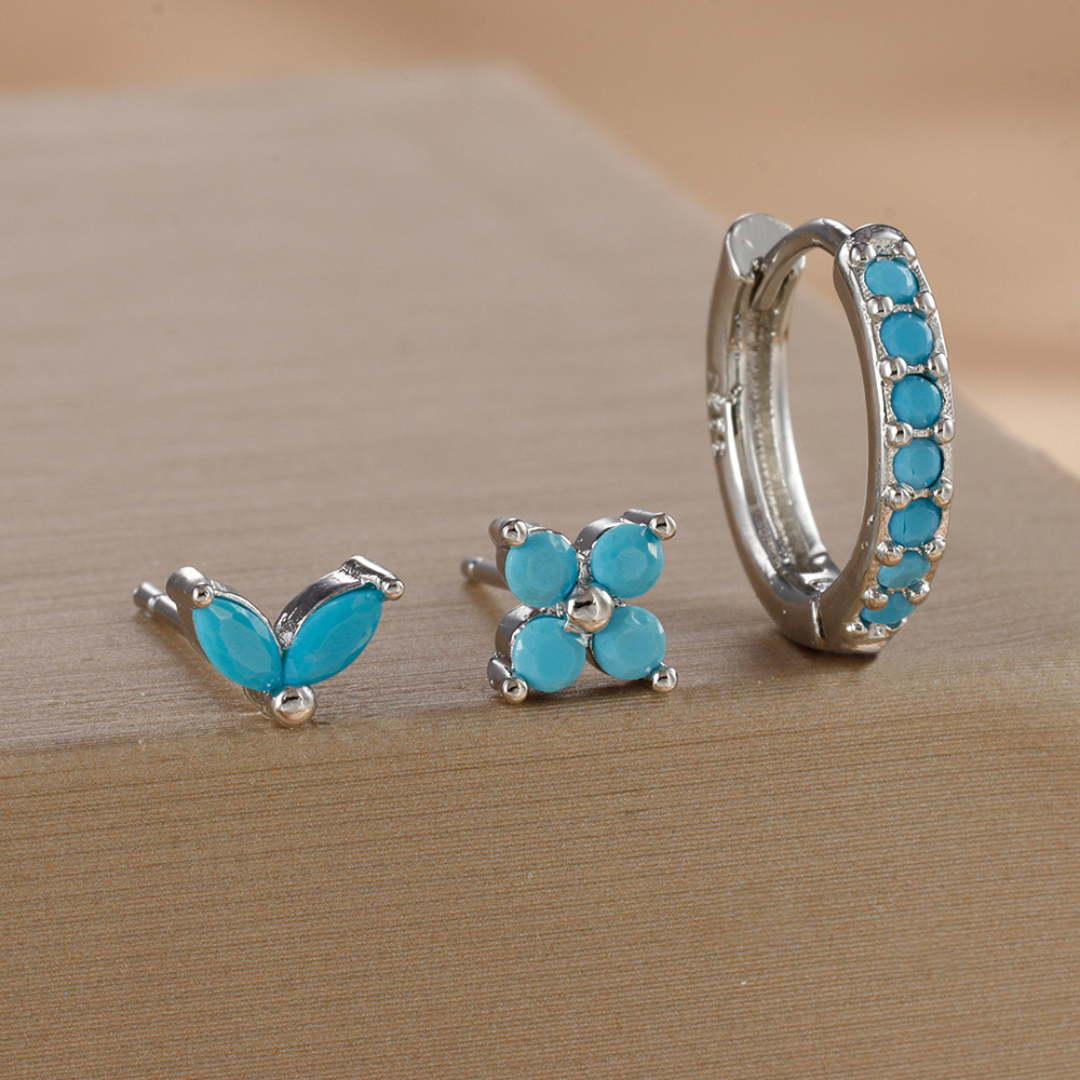 Dainty Tulip Hoop Earring Set