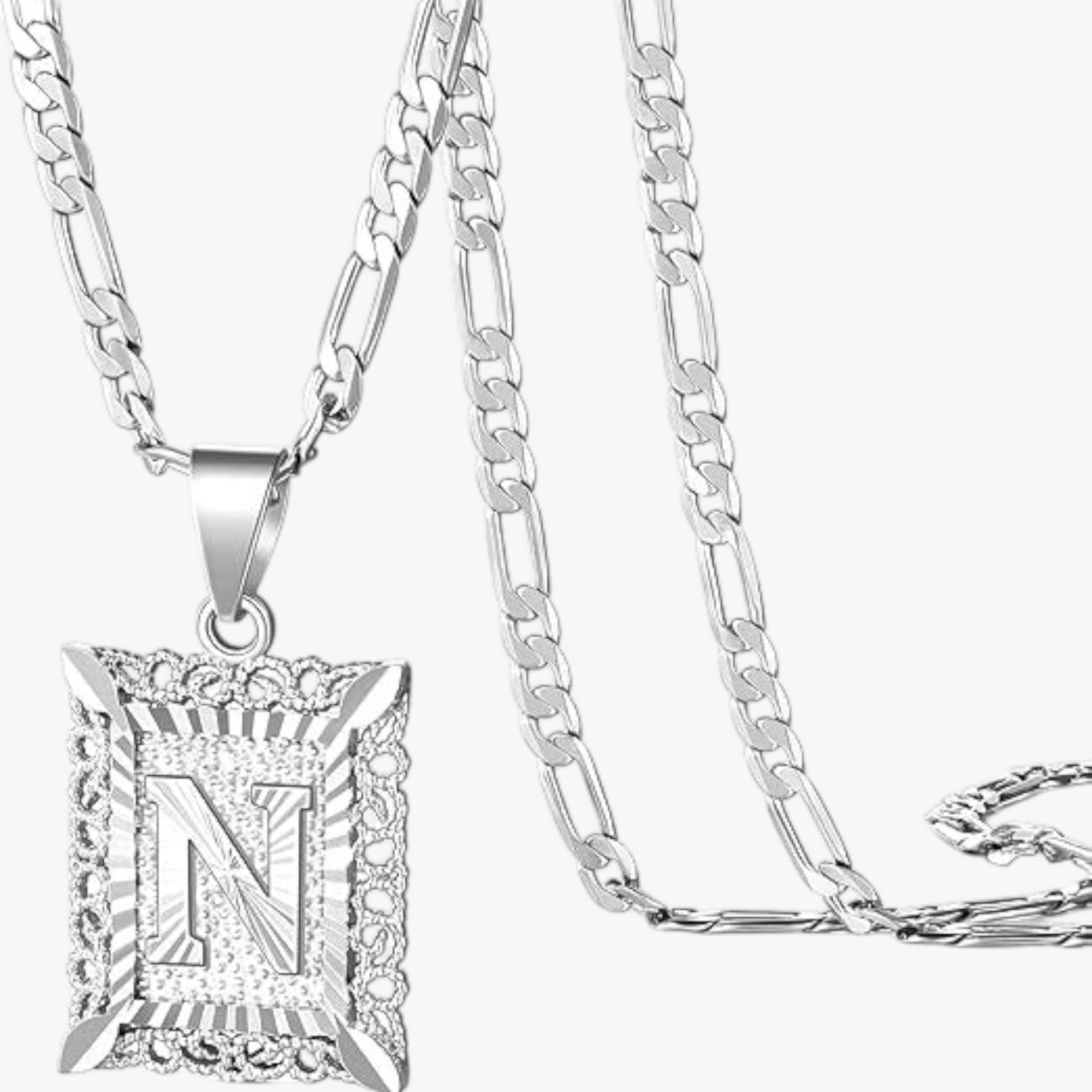 Square Initial Letter Necklace