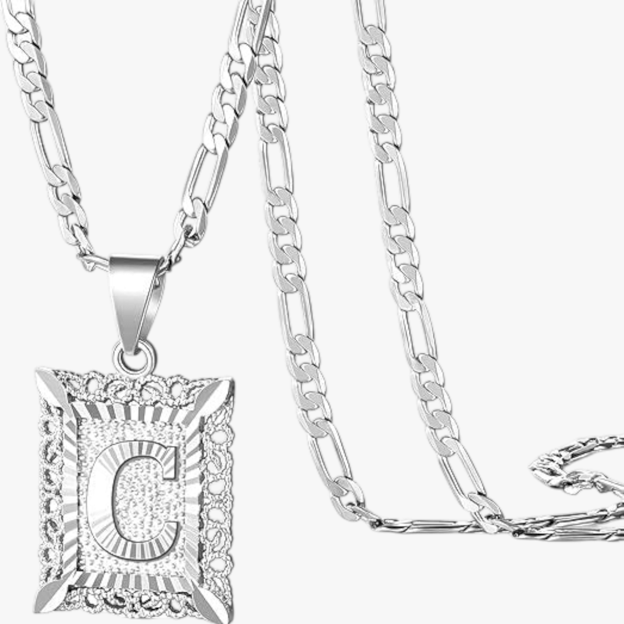 Square Initial Letter Necklace