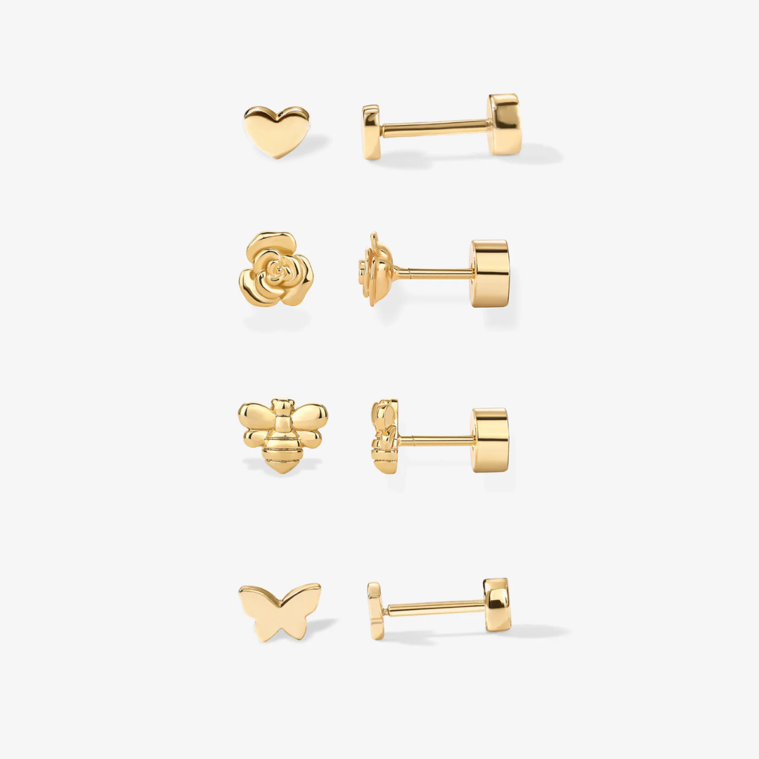 Flat Back Stud Earring Set – Mixed Shapes