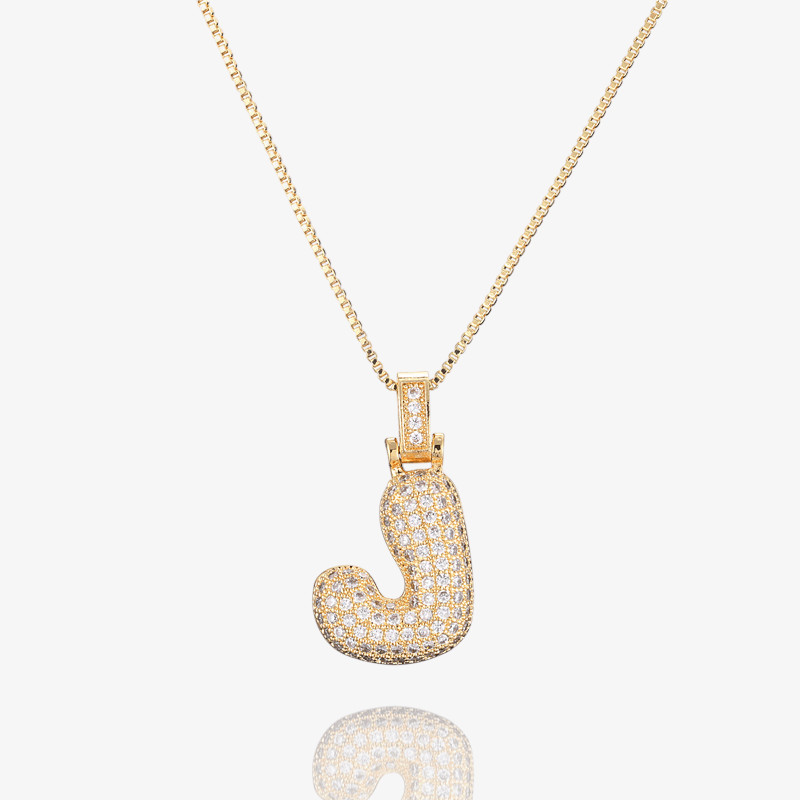 Diamond Bubble Initial Pendant Necklace