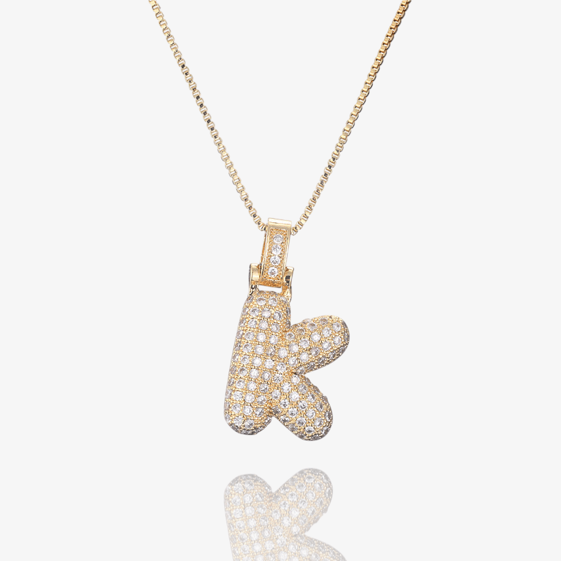 Diamond Bubble Initial Pendant Necklace