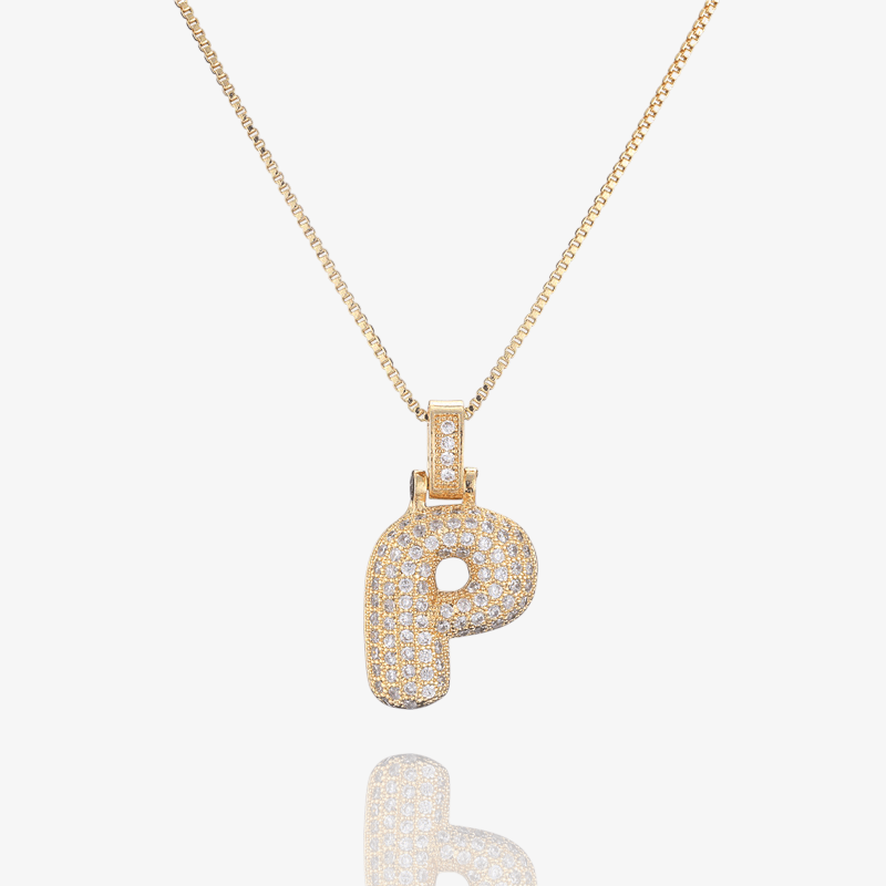 Diamond Bubble Initial Pendant Necklace