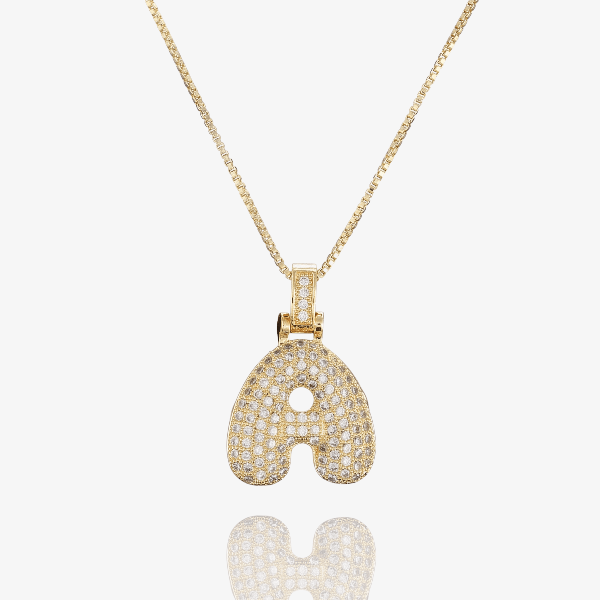 Diamond Bubble Initial Pendant Necklace – gold