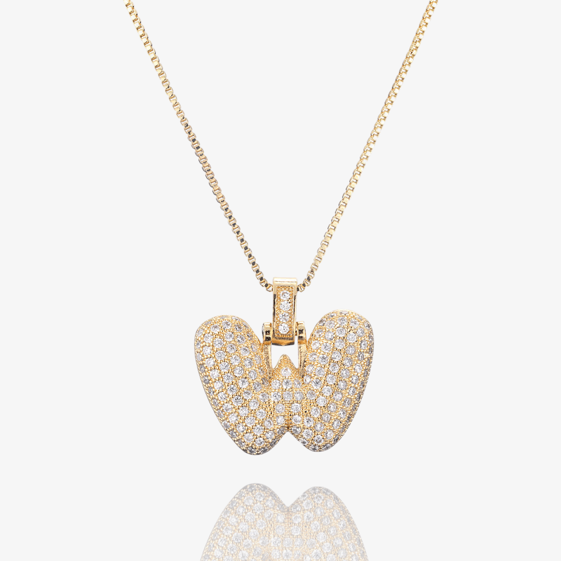 Diamond Bubble Initial Pendant Necklace