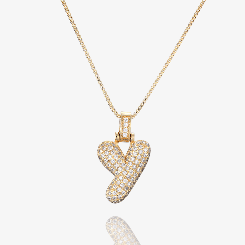 Diamond Bubble Initial Pendant Necklace