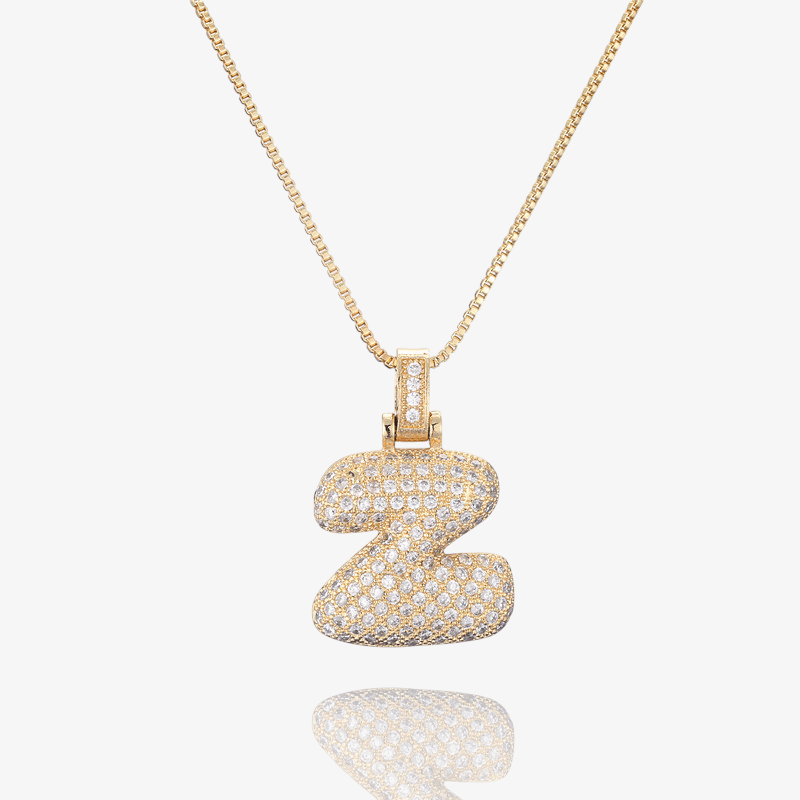 Diamond Bubble Initial Pendant Necklace