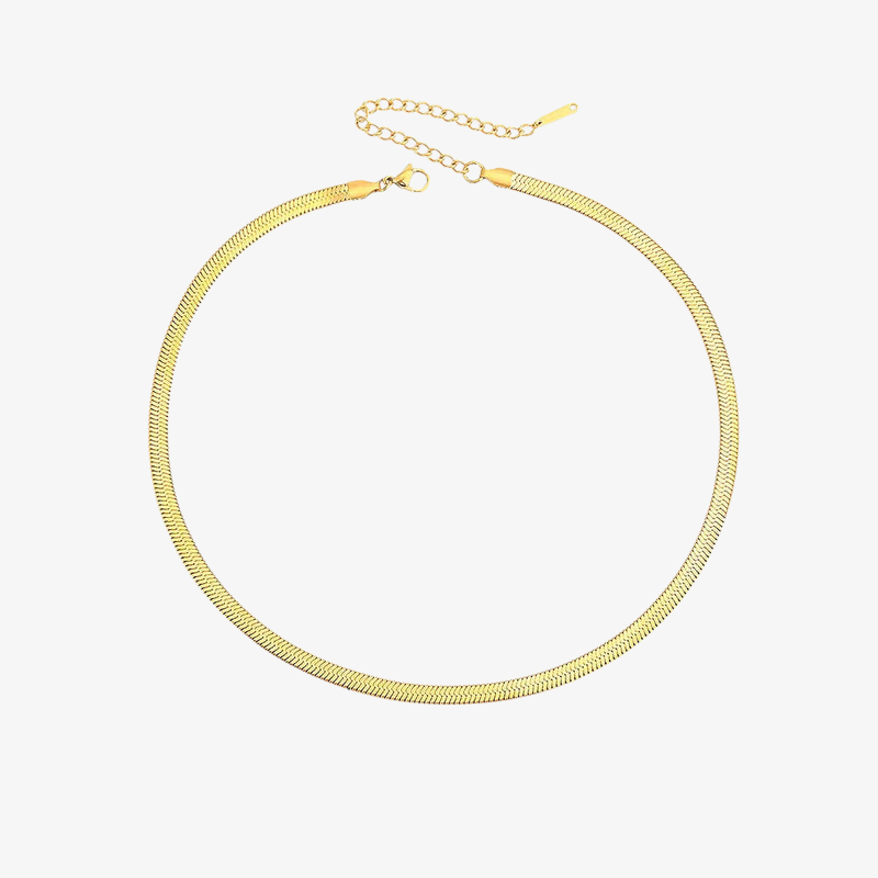 Gold Herringbone Chain Necklace – 14k Yellow Gold