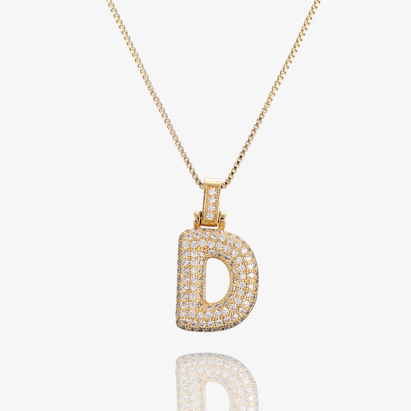 Diamond Bubble Initial Pendant Necklace
