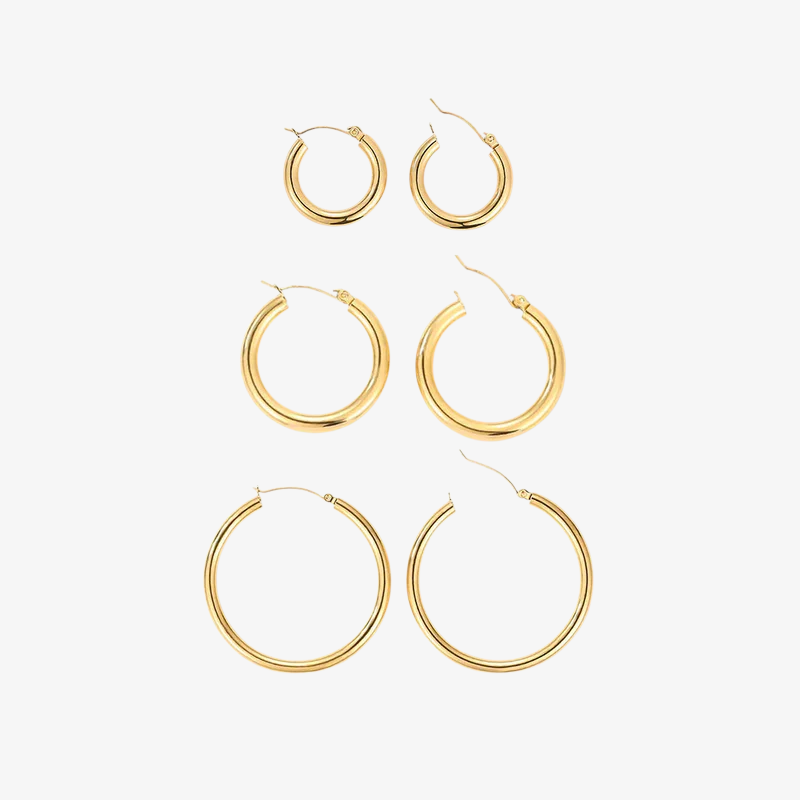 Classic Round Hoop Earrings – 18k Yellow Gold