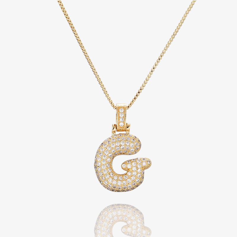 Diamond Bubble Initial Pendant Necklace