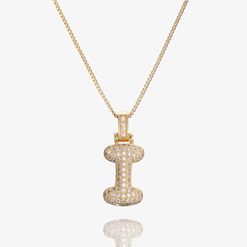 Diamond Bubble Initial Pendant Necklace