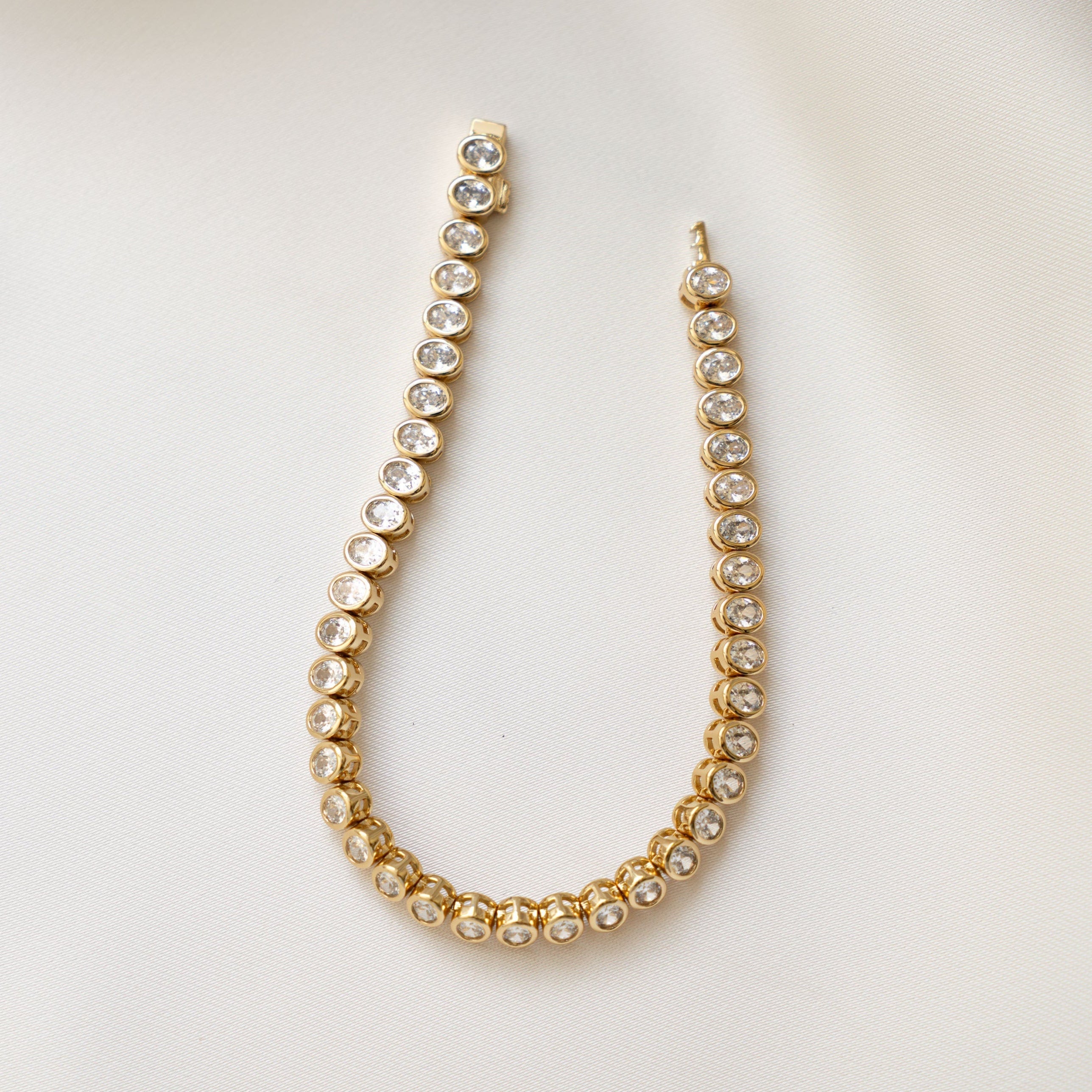Oval Bezel CZ Tennis Bracelet