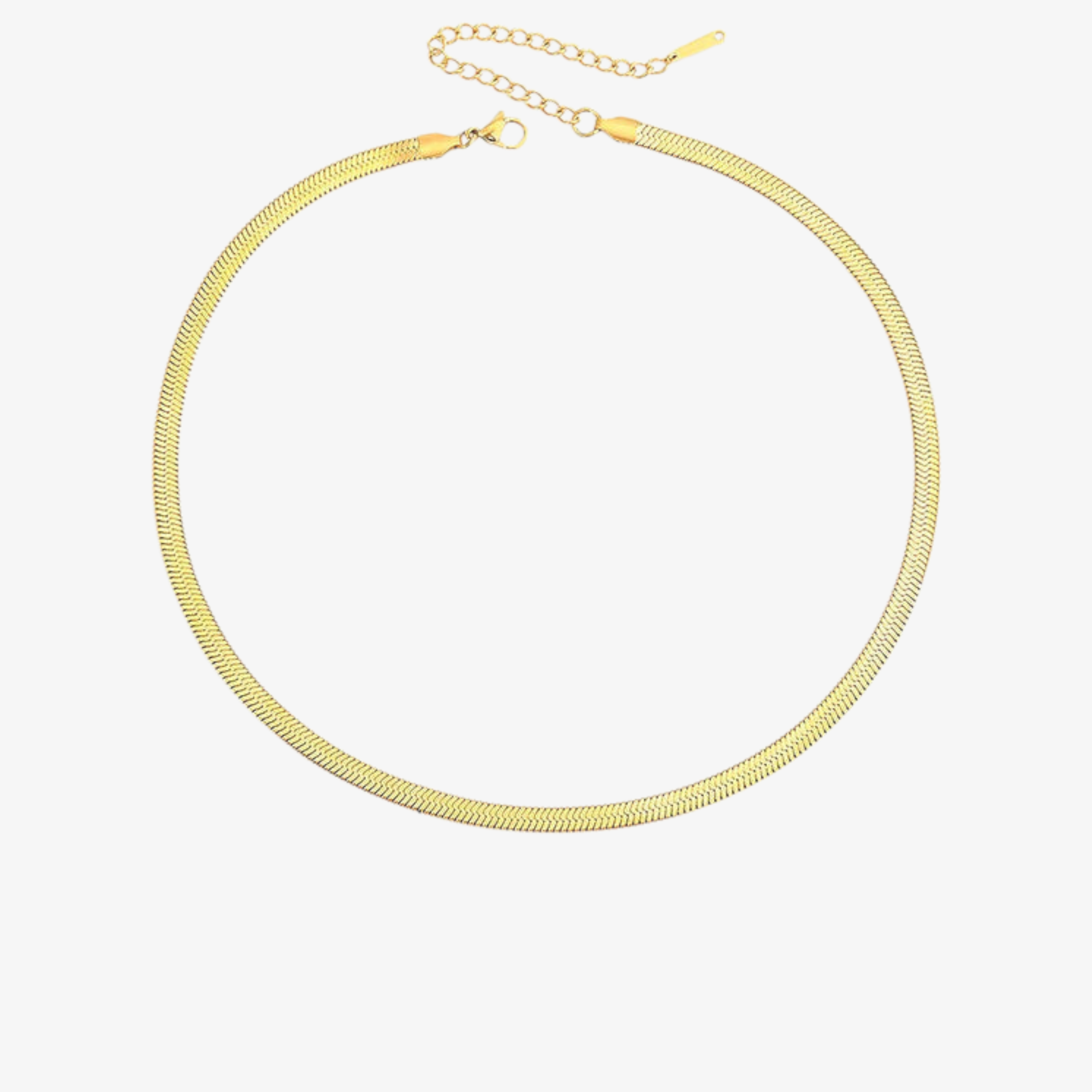 Gold & Silver Herringbone Necklace – 14k Yellow Gold