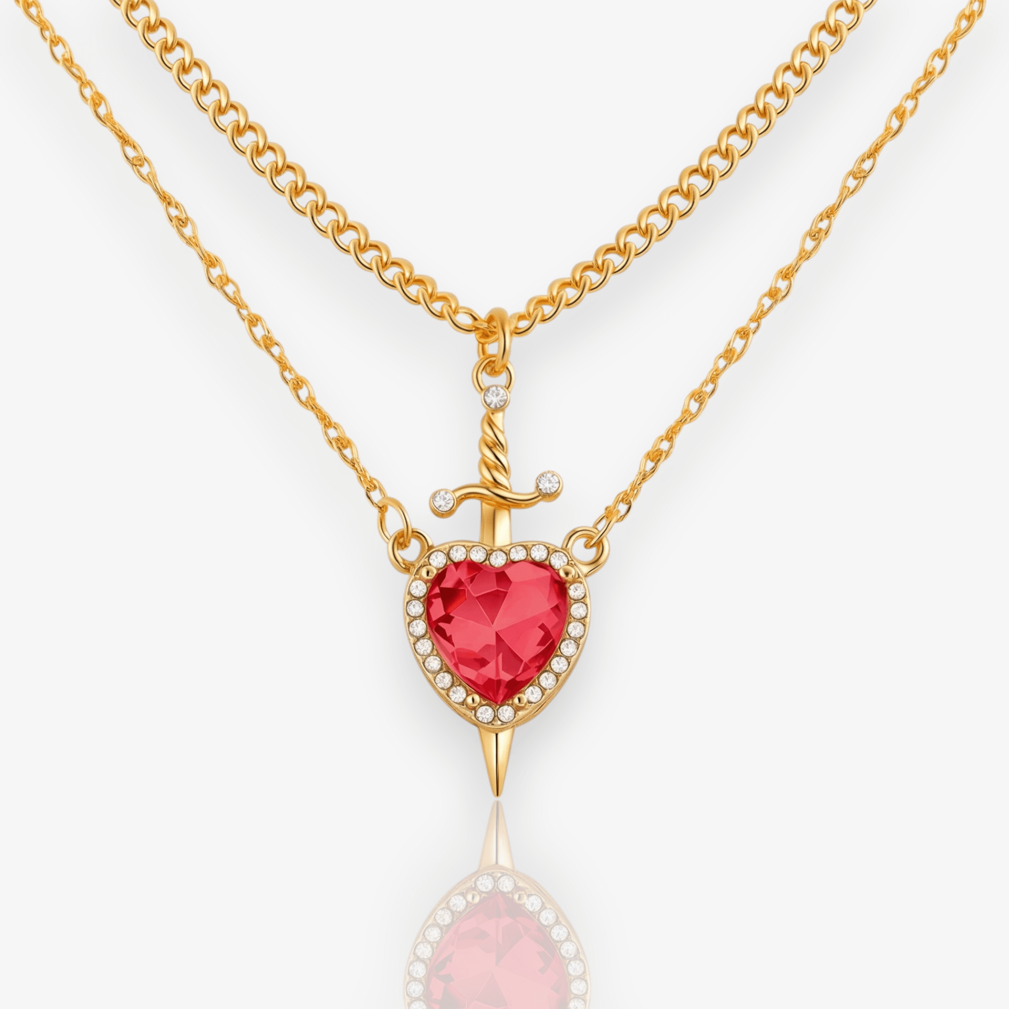Sworded Heart Necklace – Red