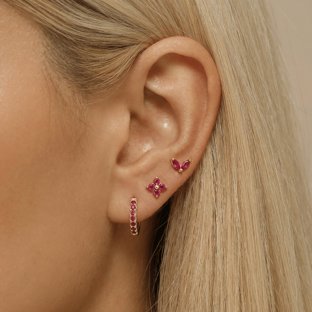 Dainty Tulip Hoop Earring Set