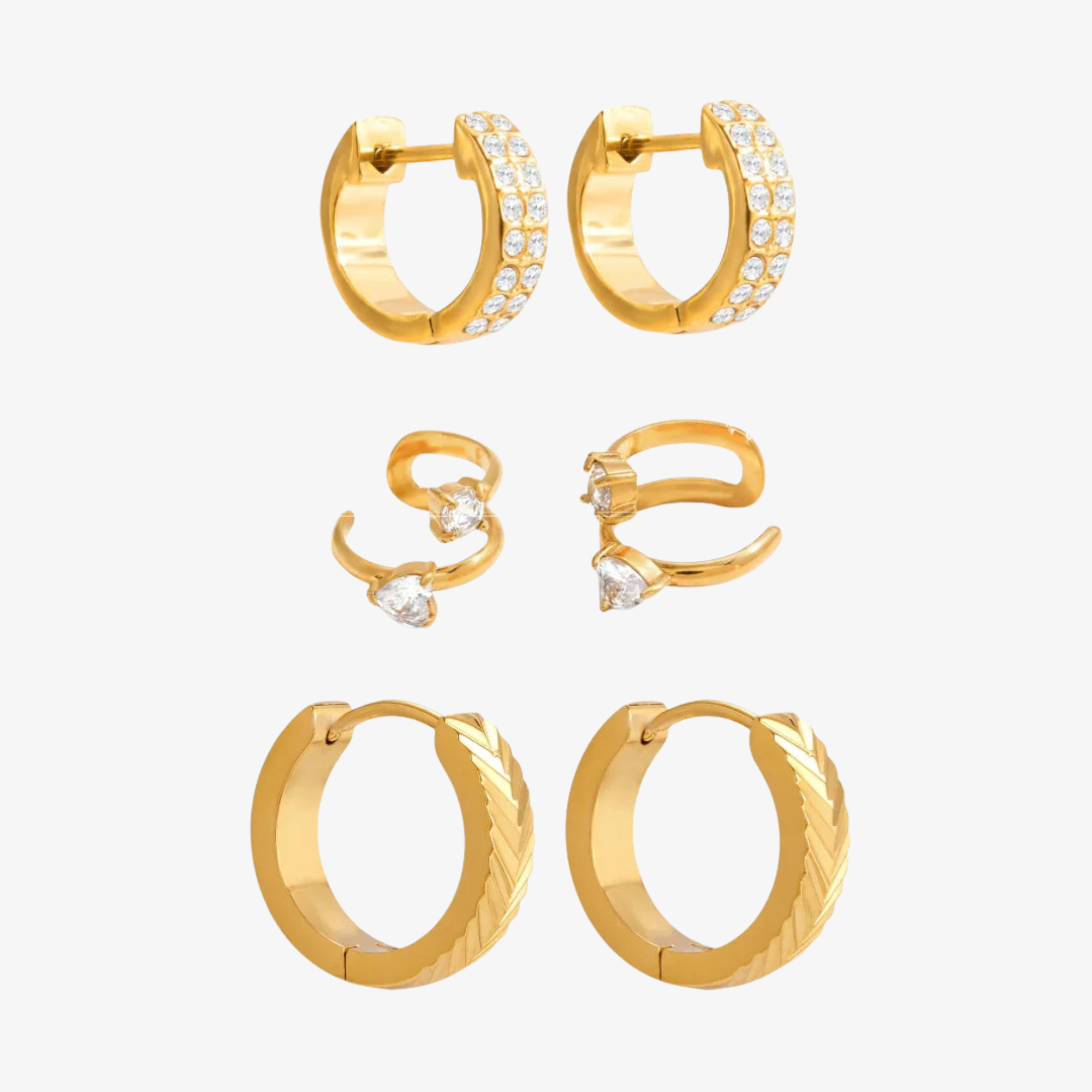 Essential Gold Earrings Bundle – 18k Yellow Gold