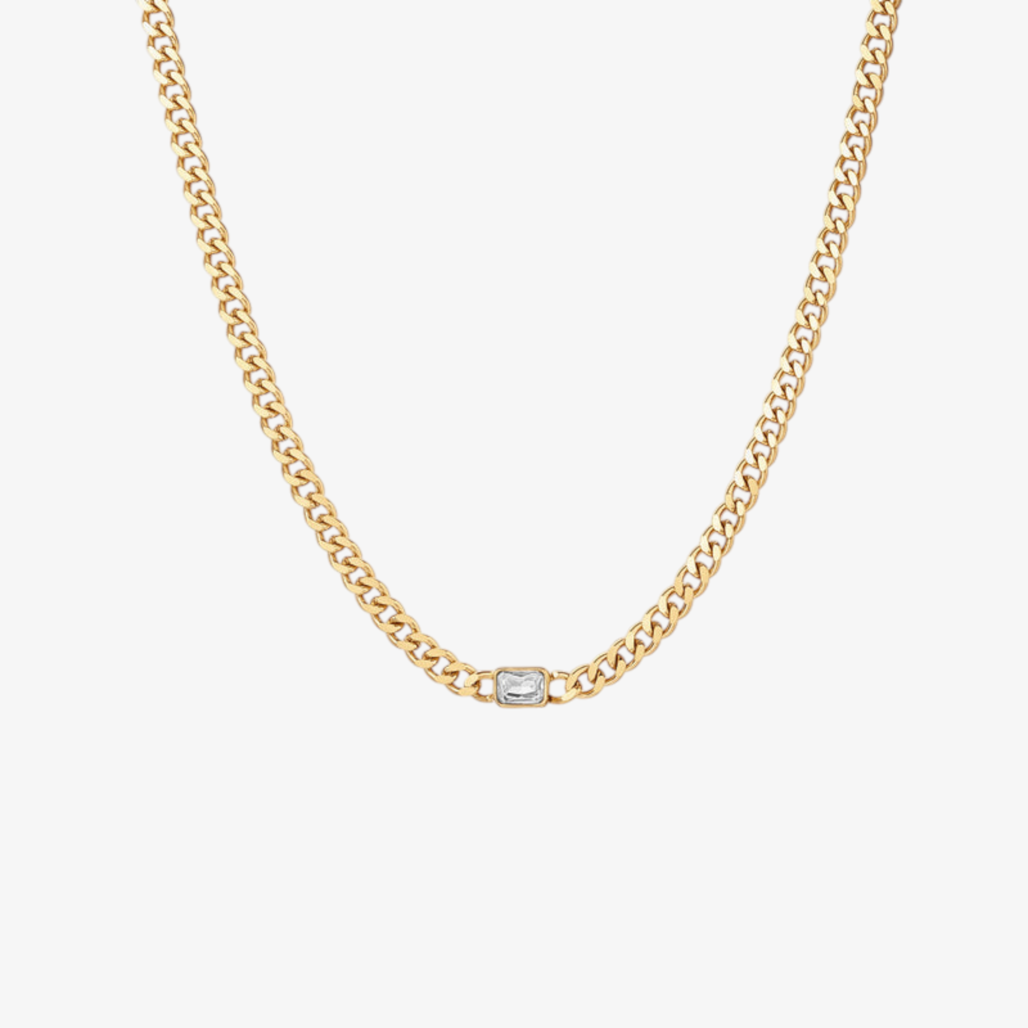 Cubic Zirconia Link Chain Necklace – Yellow Gold