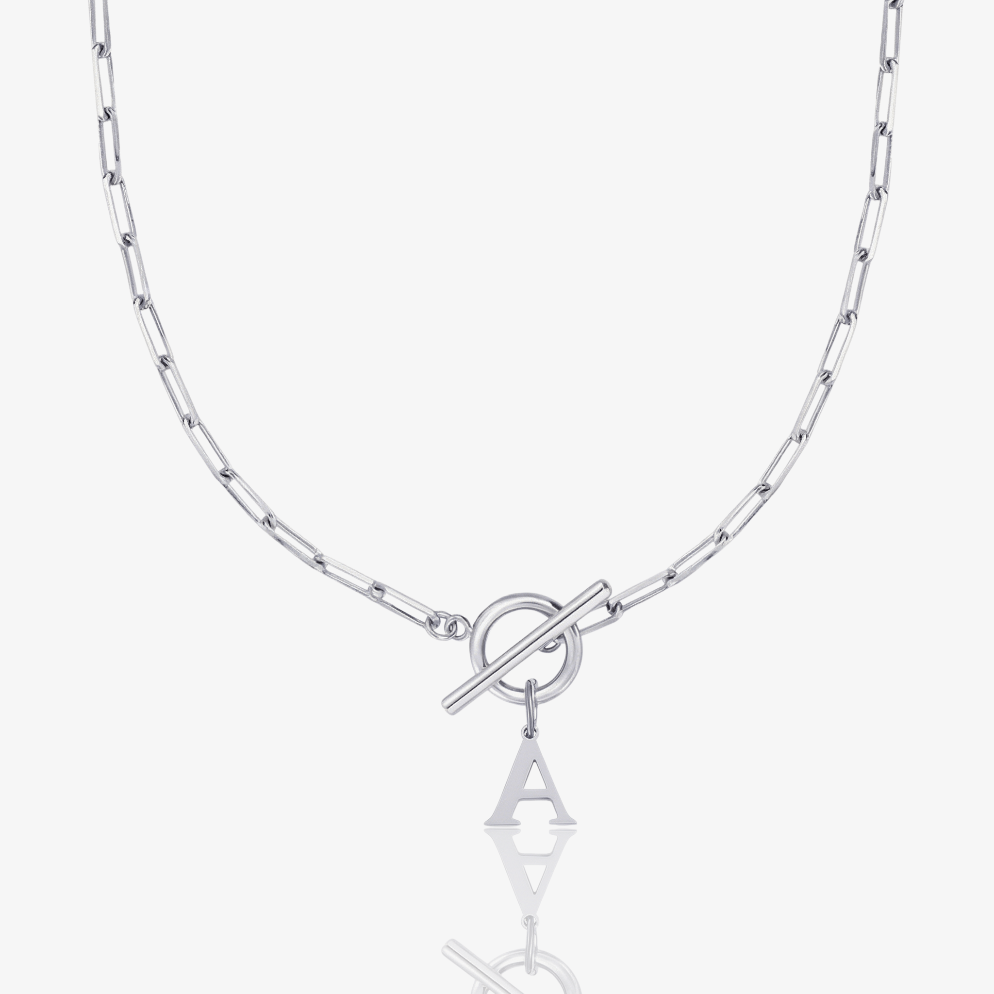 Paperclip Initial Circle Lock Clasp Necklace – Gold