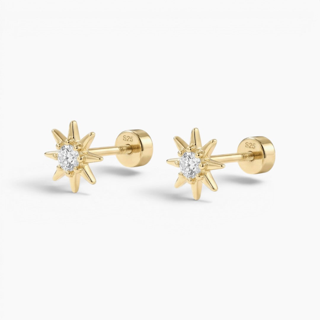 Starburst Flat Back Stud Earrings