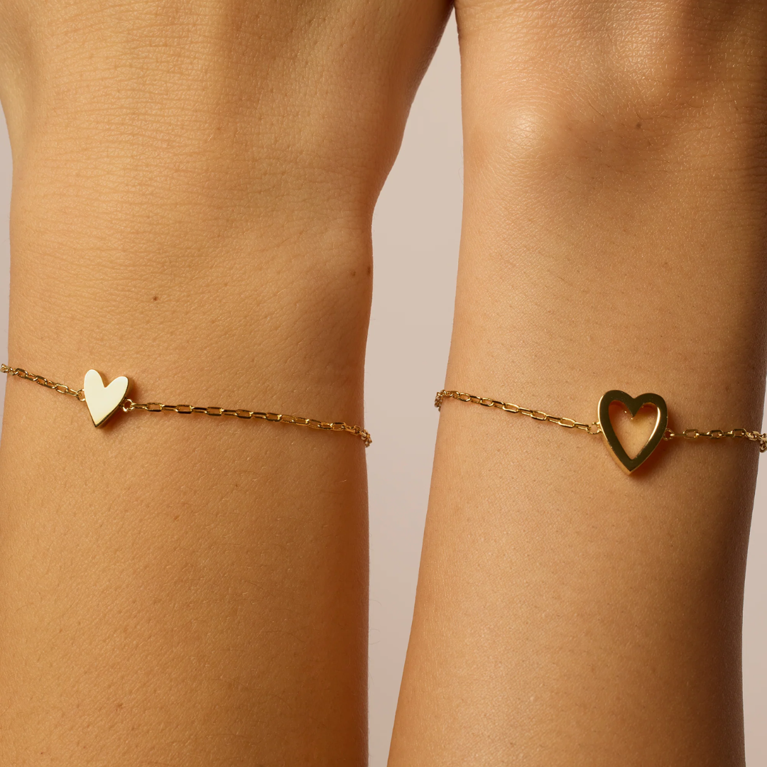 Double Heart Charm Bracelet Duo