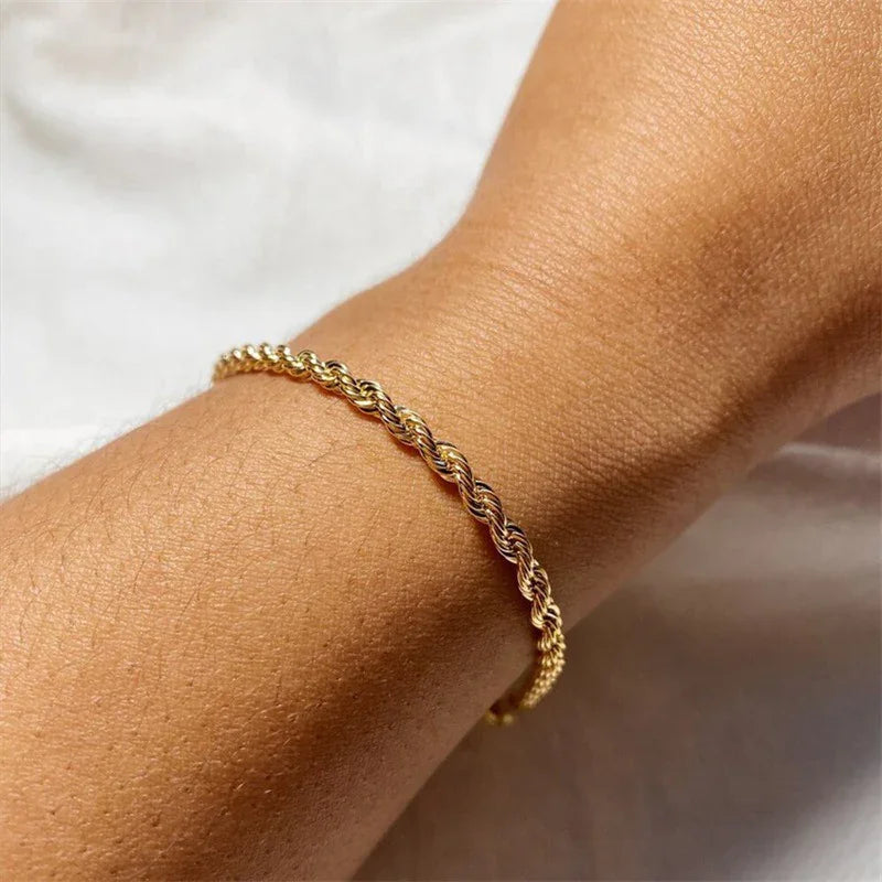 Classic Rope Chain Gold Bracelet