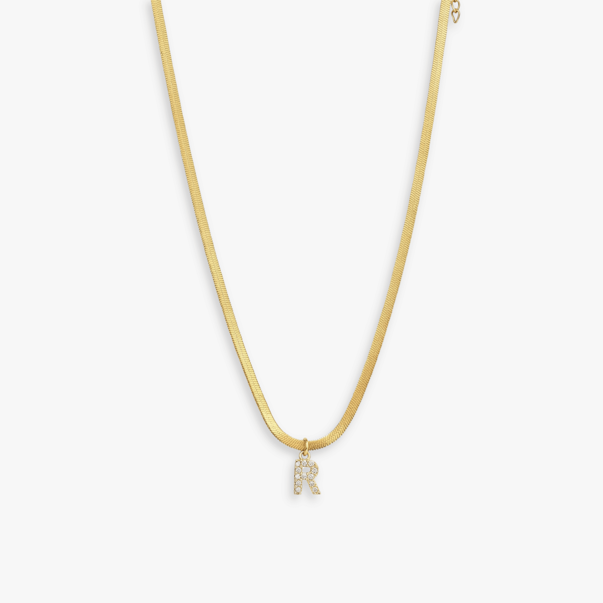 Initial Herringbone Necklace – gold
