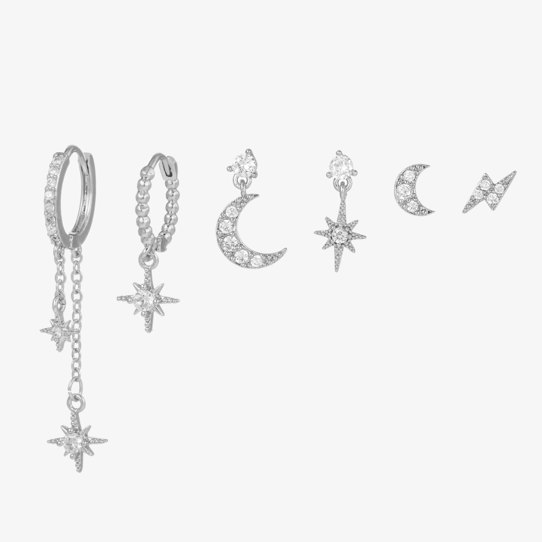 Celestial Stars & Moon Earring Charm Set