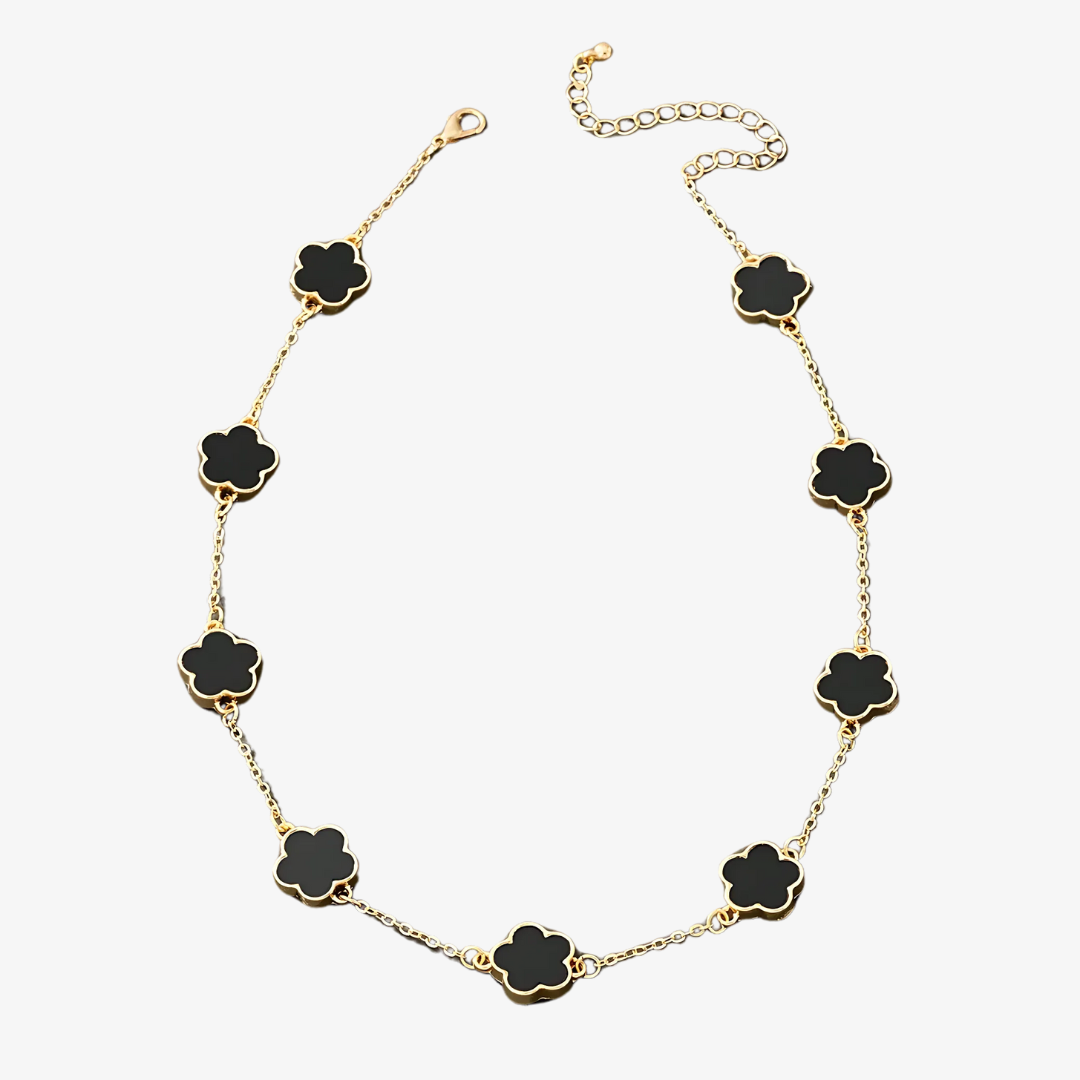 Clover Charm Necklace – Onyx Black