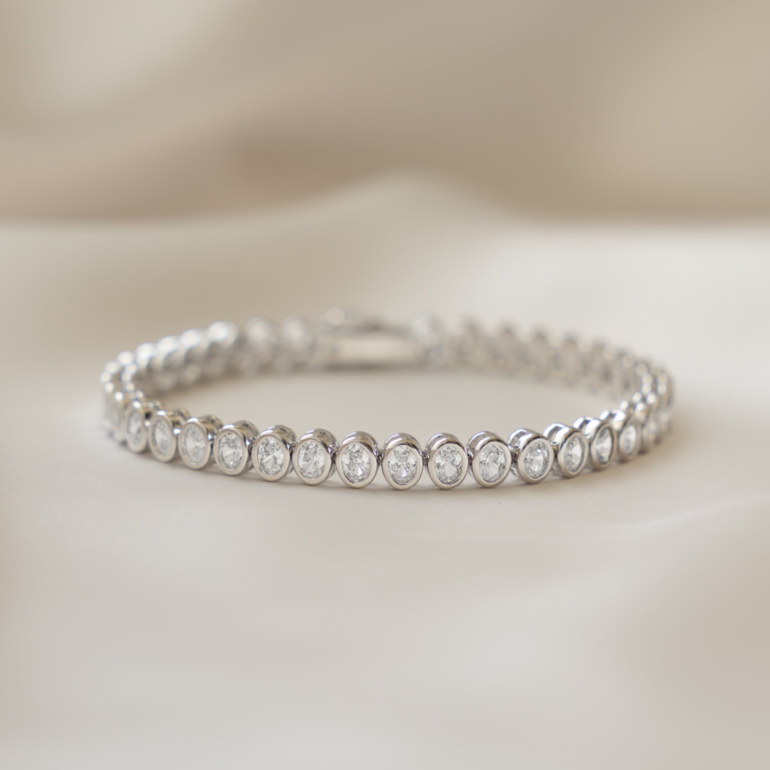 Oval Bezel CZ Tennis Bracelet