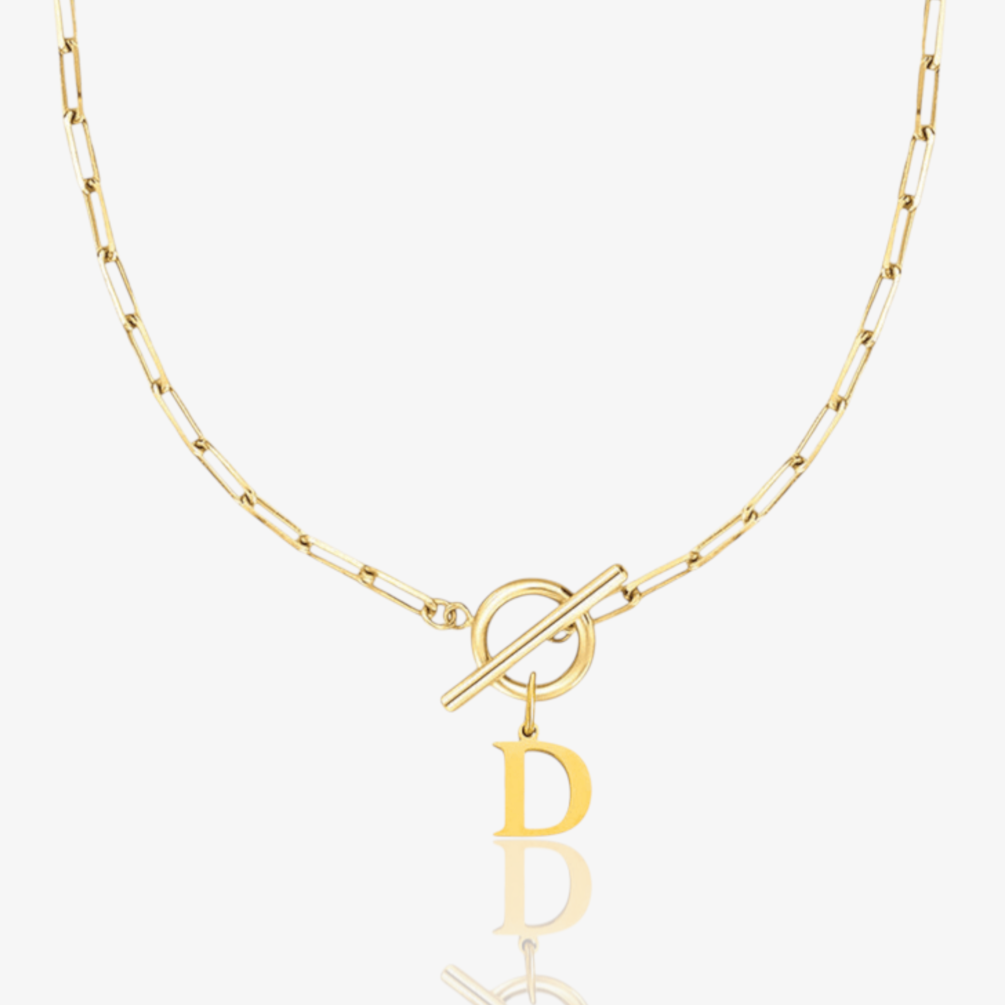 Paperclip Initial Circle Lock Clasp Necklace