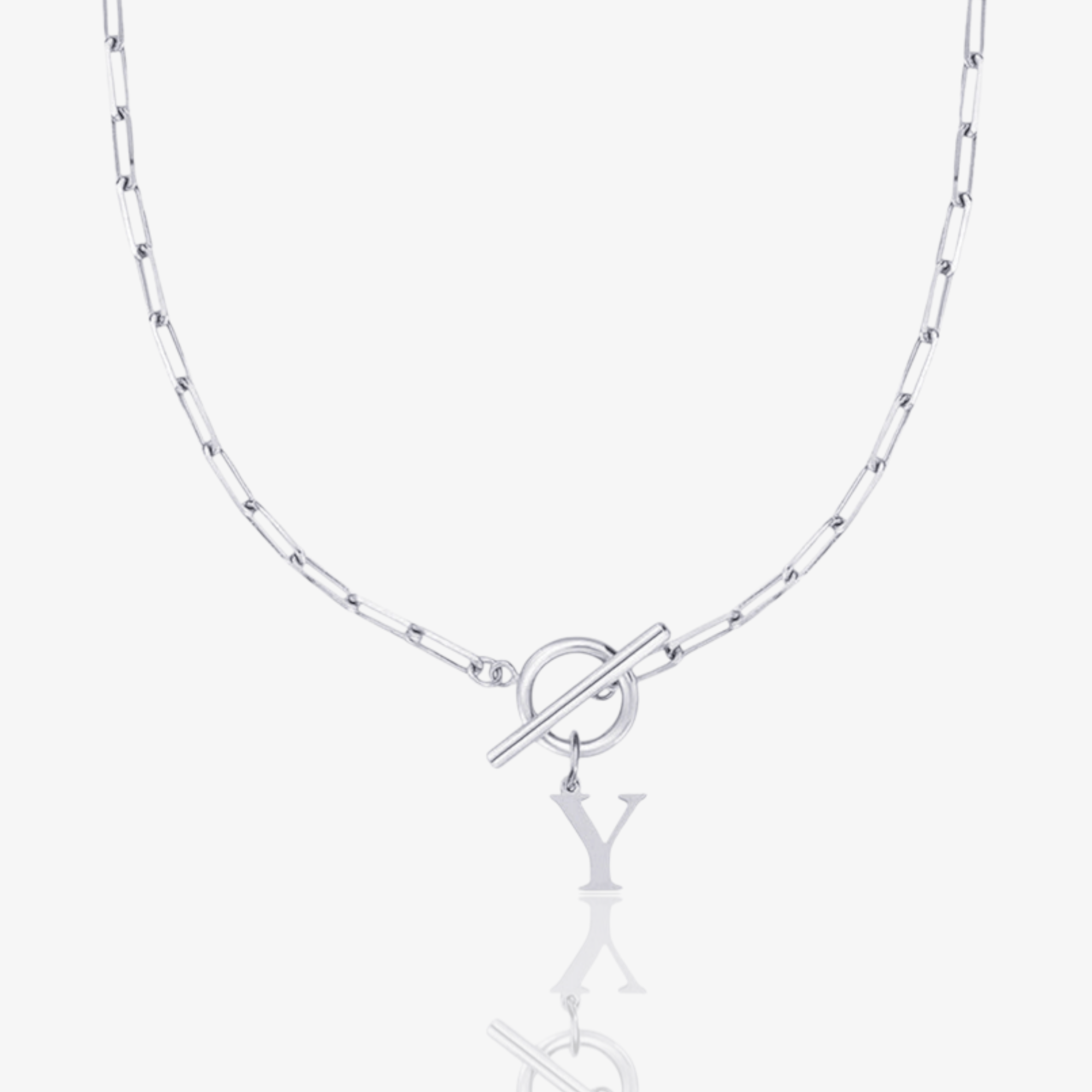 Paperclip Initial Circle Lock Clasp Necklace