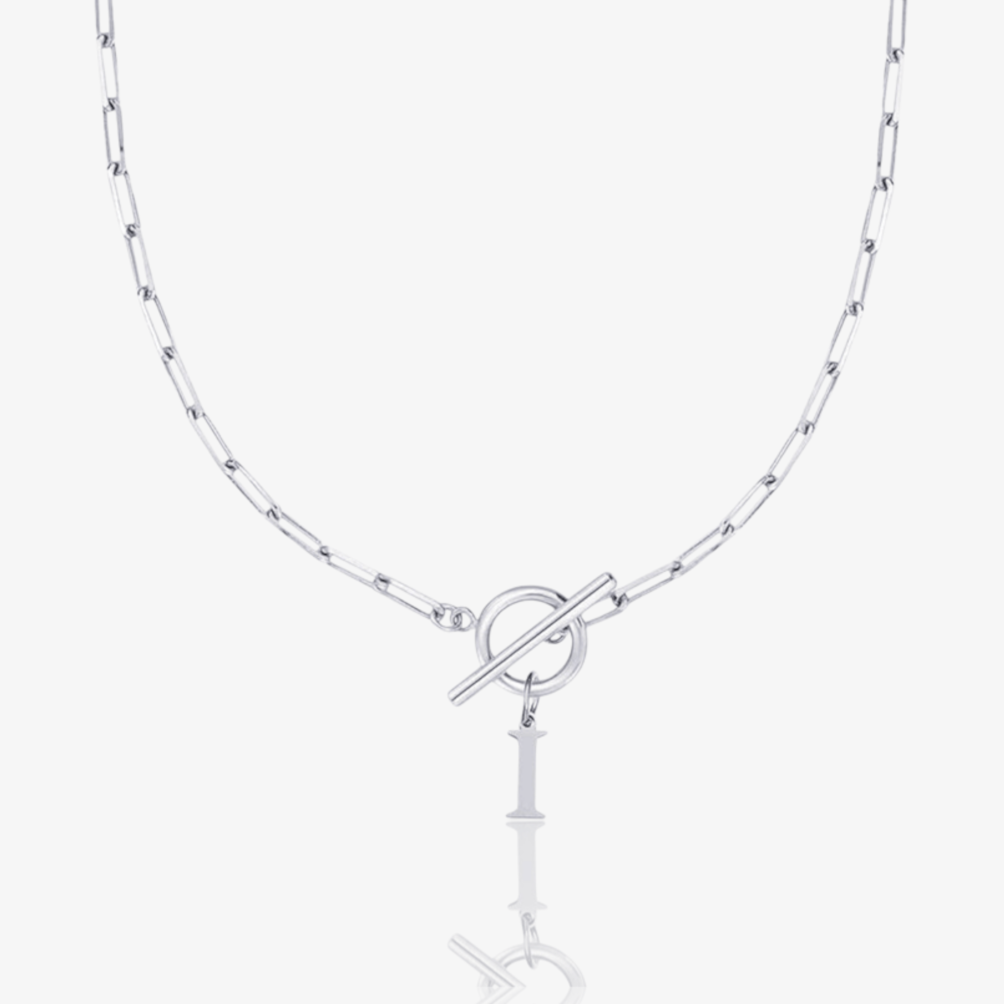 Paperclip Initial Circle Lock Clasp Necklace