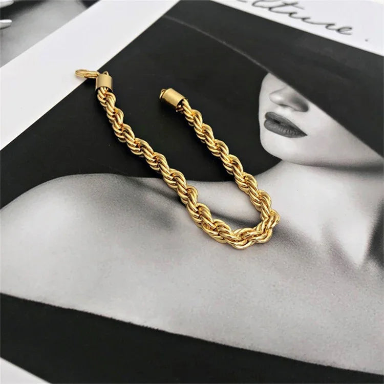 Classic Rope Chain Gold Bracelet