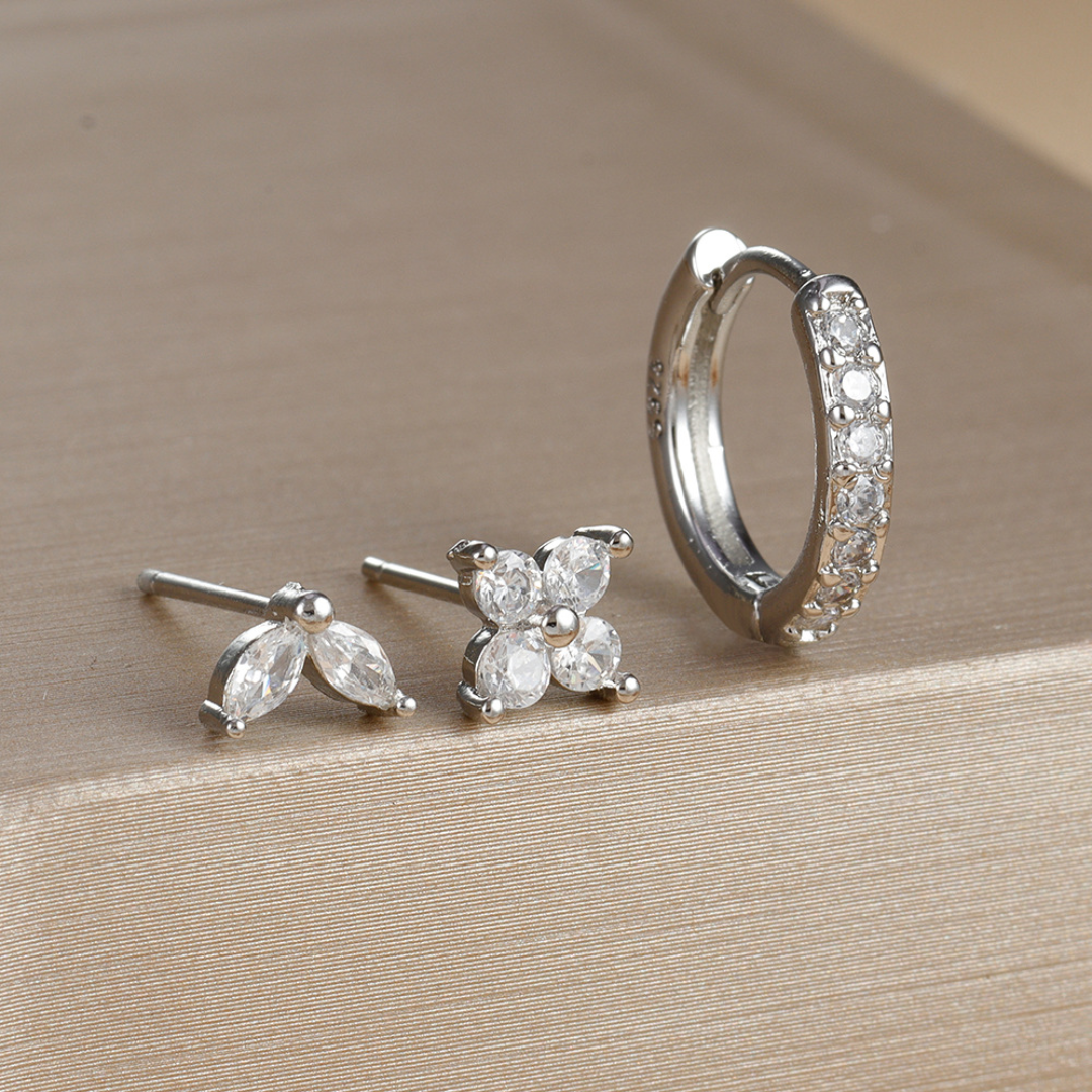 Dainty Tulip Hoop Earring Set