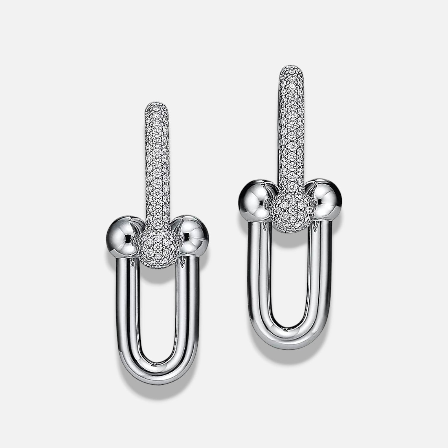 Serelis Pavé Link Hoop Earrings