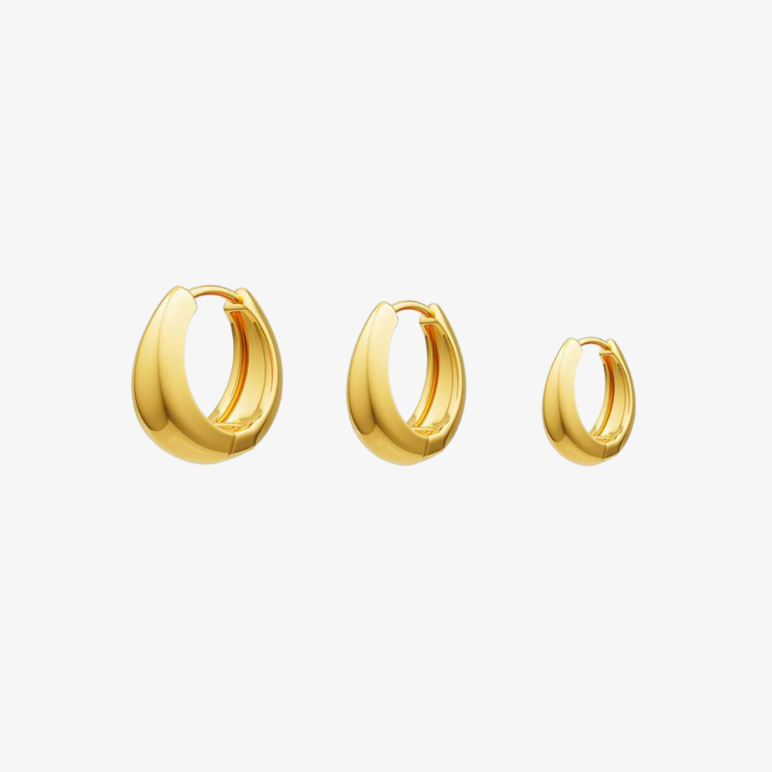 Essential Chunky Hoop Earrings Trio – Gold
