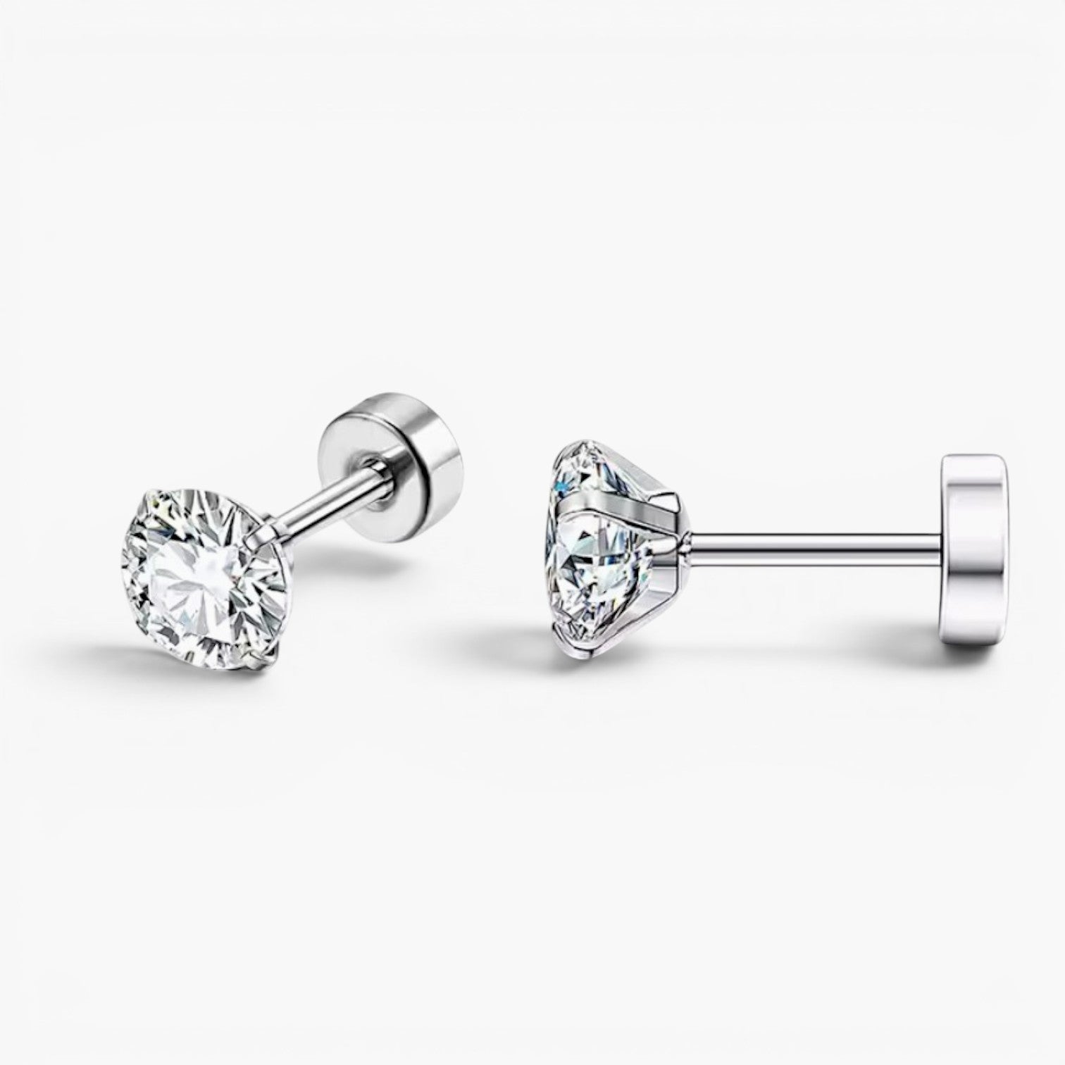 Sparkle Cubic Zirconia Flat Back Stud Earrings Set