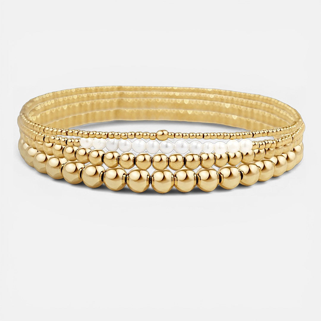 Lunelle Pearl Bracelet Stacking Set – Gold