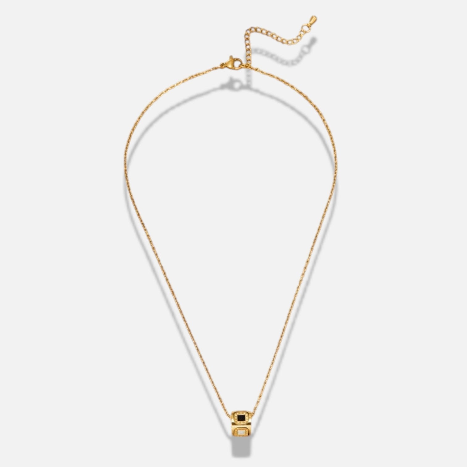Orvya Black Agate Cube Pendant Necklace