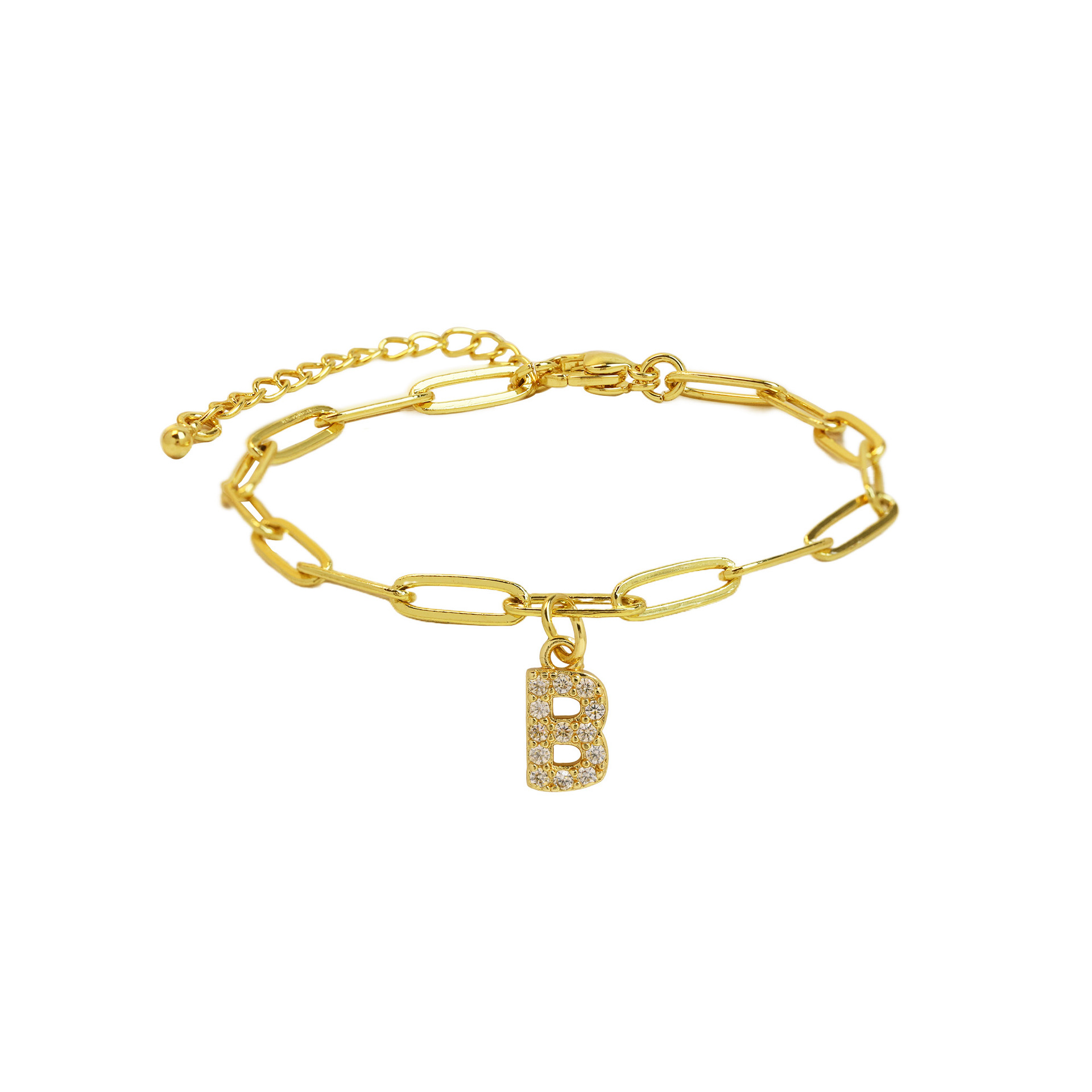 Paperclip Initial Letter Bracelet