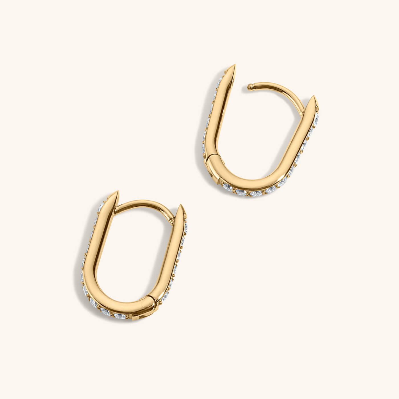 Pavé Halo Oval Hoops, 15mm