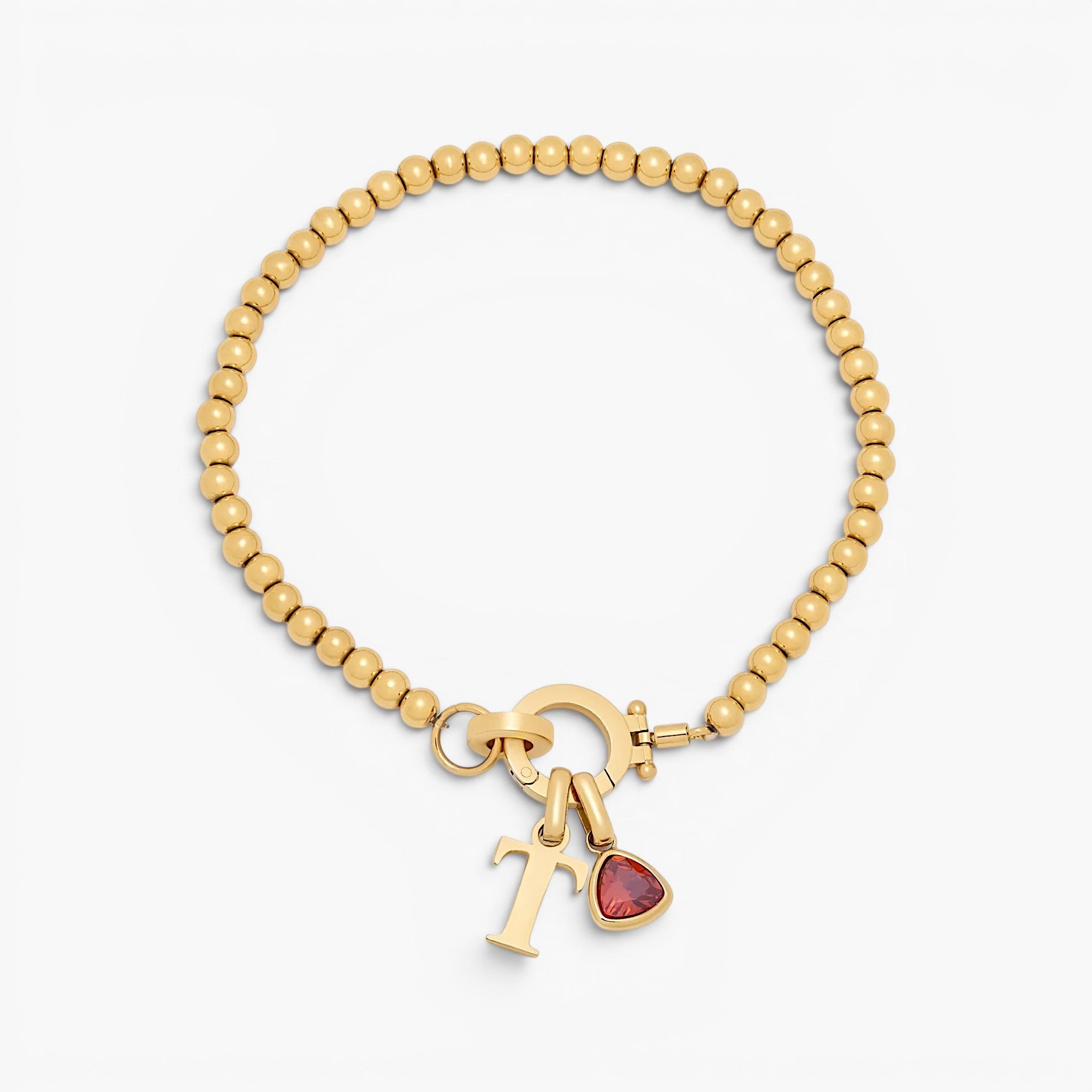 Birthstone Initial Charm Bracelet