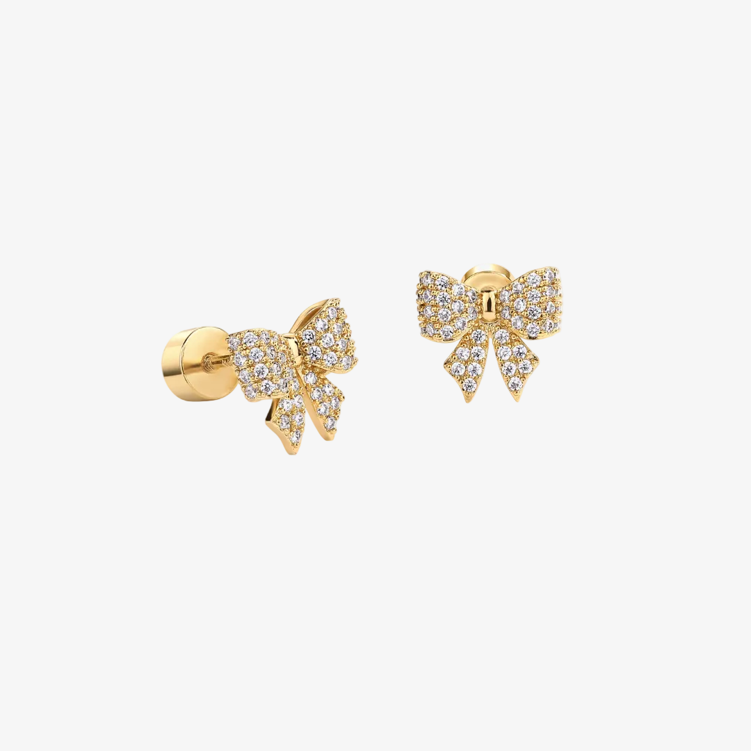 Bow Sparkle Flat Back Stud Earrings