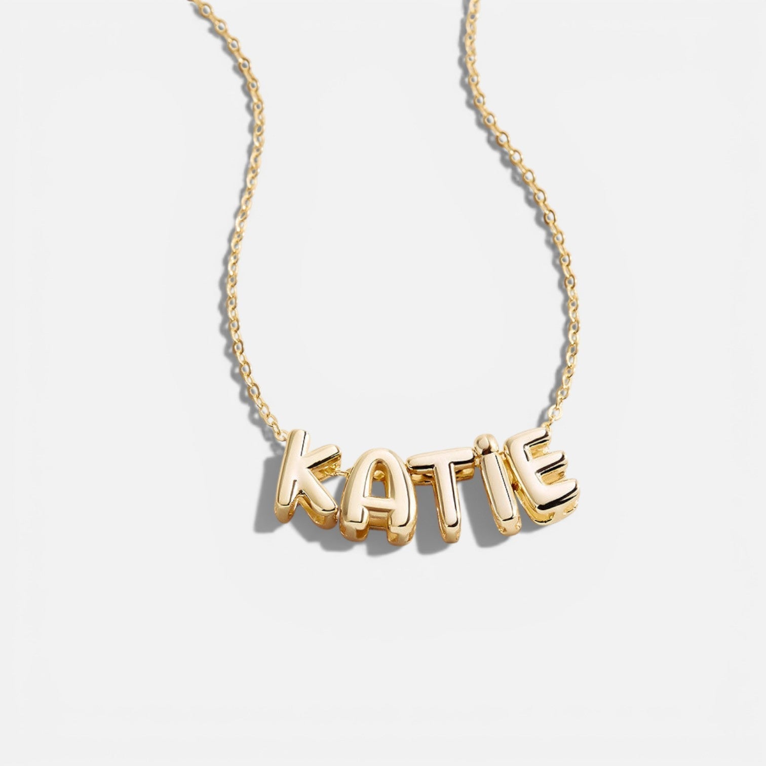 Bubble Letter Name Necklace – Gold